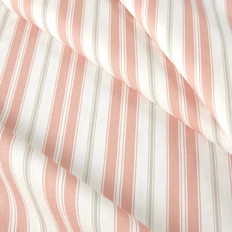 Gathered Bedskirt in Newbury Blush Stripe- Pink, Gray, White