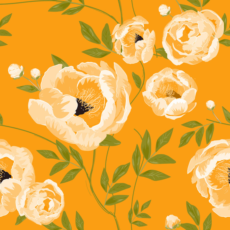 Contemporary Orange Floral Wallpaper Vogue Quality