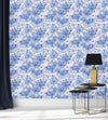 Blue Floral Wallpaper with Butterflies