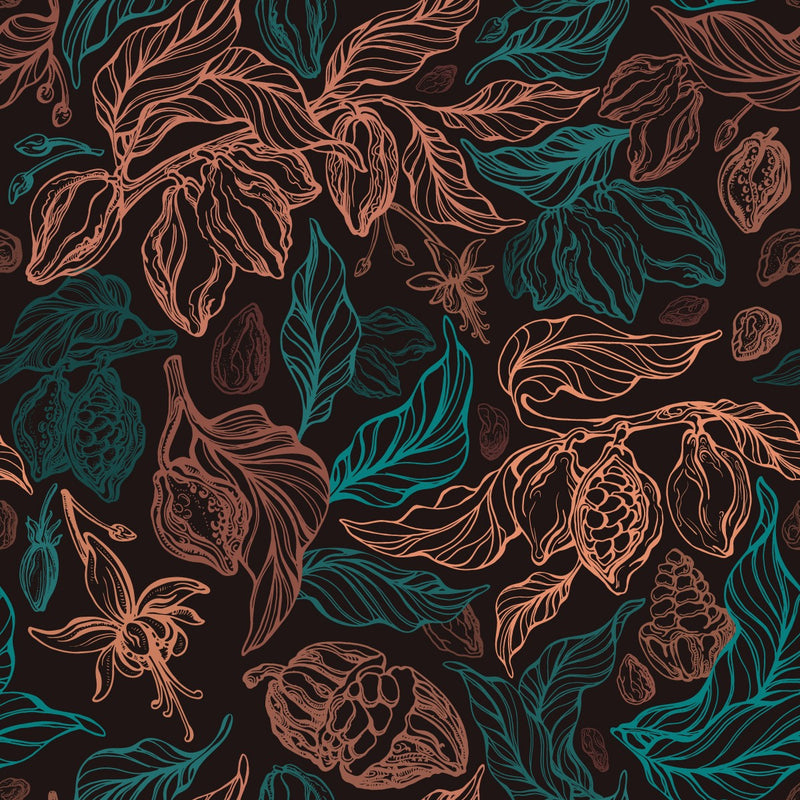 Black Wallpaper with Leaves Contours