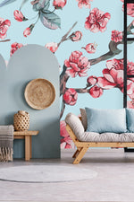 Blue Wallpaper with  Sakura Tree