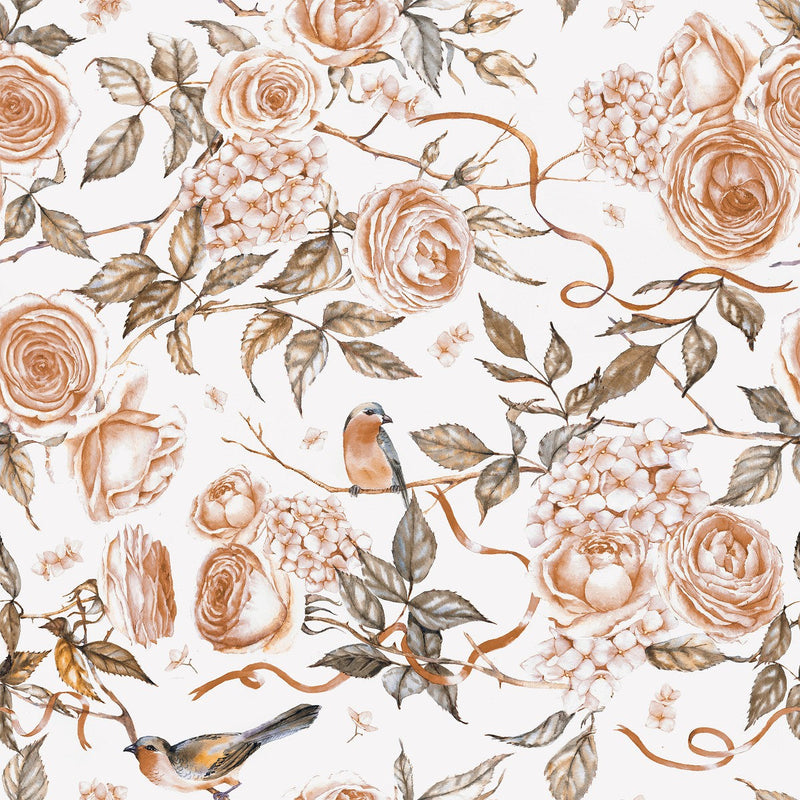 Roses and Birds Wallpaper