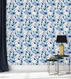 Blue Flowers and Leaves Wallpaper