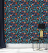 Blue Leaves with Berries Wallpaper