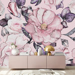 Contemporary Large Pink Flowers Wallpaper