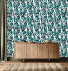 Modish White Wallpaper with Green Leaves Vogue