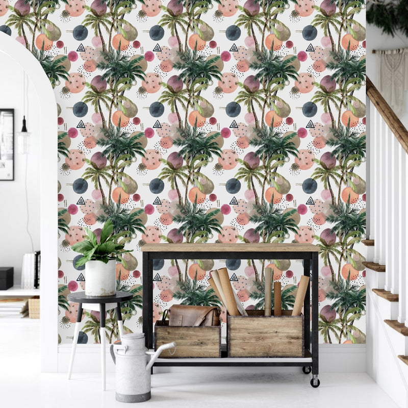 Palms and Geometrical Shapes Wallpaper