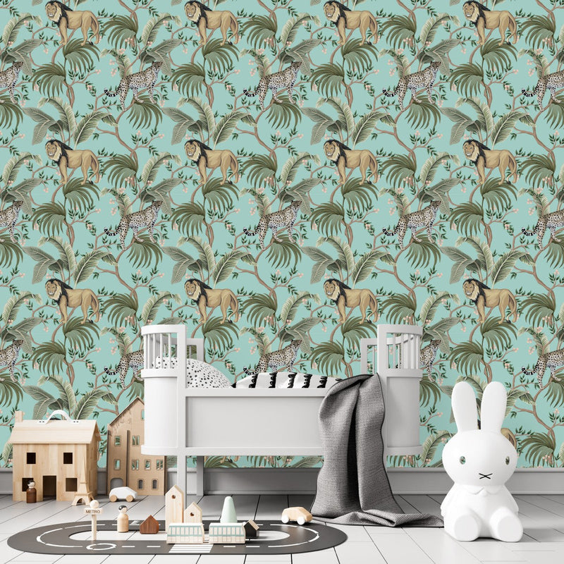 Palms and Exotic Animals Wallpaper