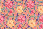 Contemporary Orange Floral Contemporary Wallpaper