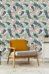 Fashionable Dark Blue Leaves Wallpaper Smart