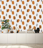 Dark Beige Spots with Botanical Plants Wallpaper