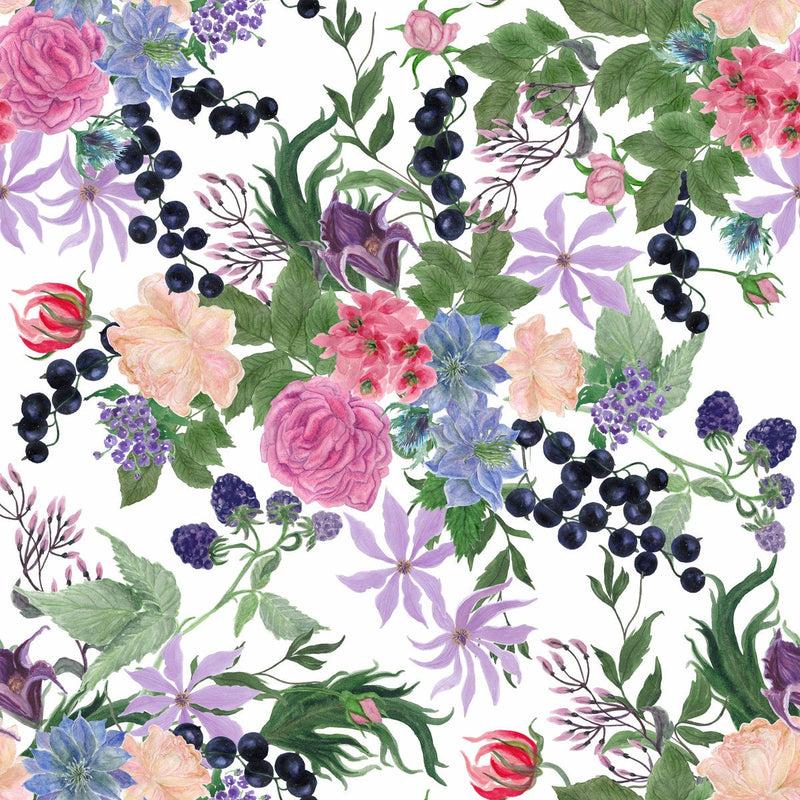 Blackcurrant between Flowers Wallpaper
