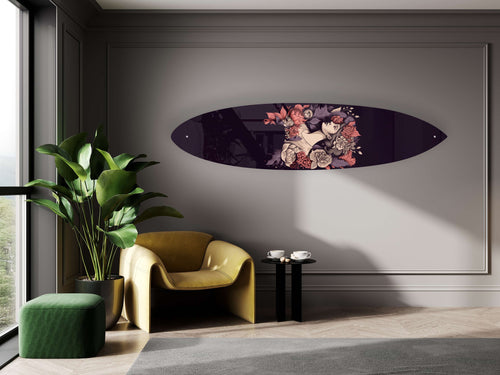 Woman in Flowers Acrylic Surfboard Wall Art