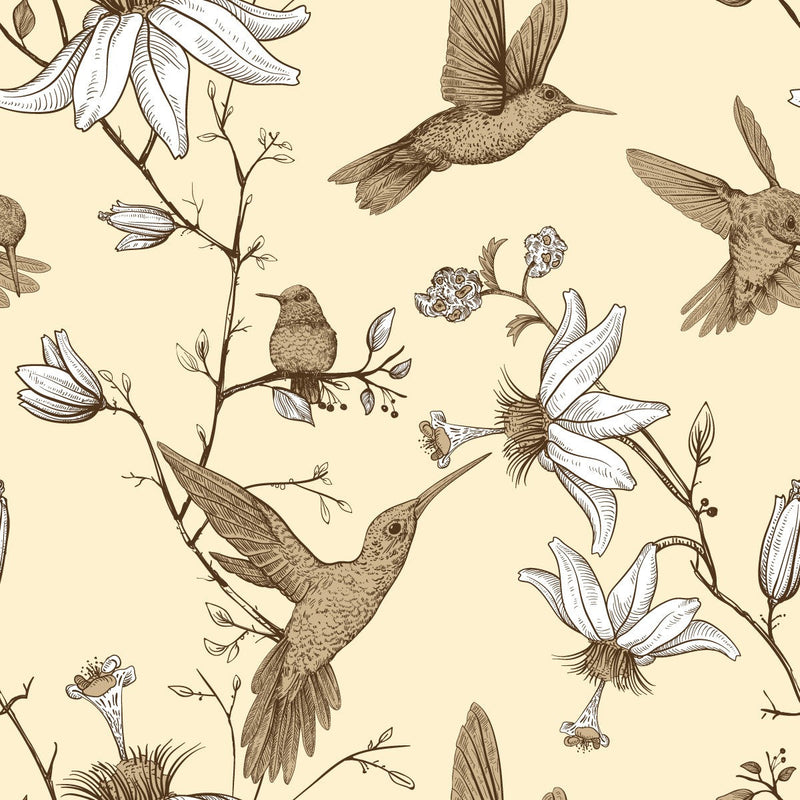 Beige Hummingbird Wallpaper