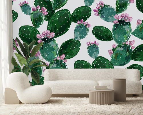 Fashionable Green Cactus Wallpaper