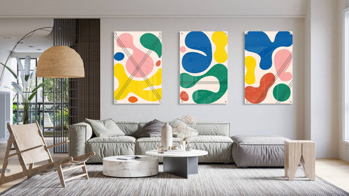 Colored Spots Set of 3 Prints Modern Wall Art Modern Artwork