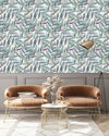Contemporary White Wallpaper with Leaves Fashionable