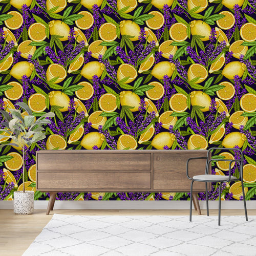 Dark Wallpaper with Lemon Pattern