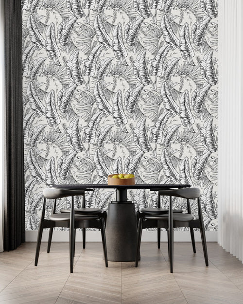 Black and White Palm Leaves Wallpaper