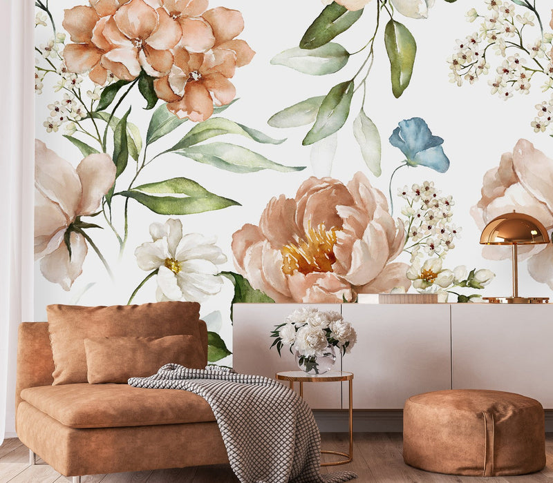Beige Flowers Wallpaper