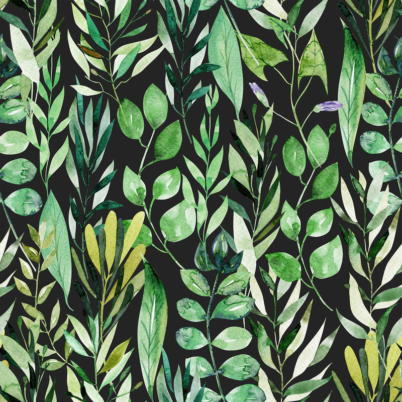 Stylish Dark Wallpaper with Green Leaves Smart