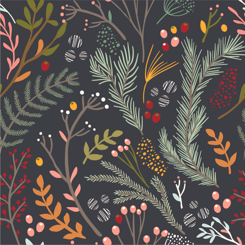 Fir Branches and Berries Wallpaper