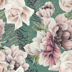 Contemporary Modern Green Wallpaper with Flowers