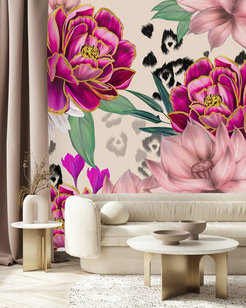 Elegant Modern Pink Floral Wallpaper