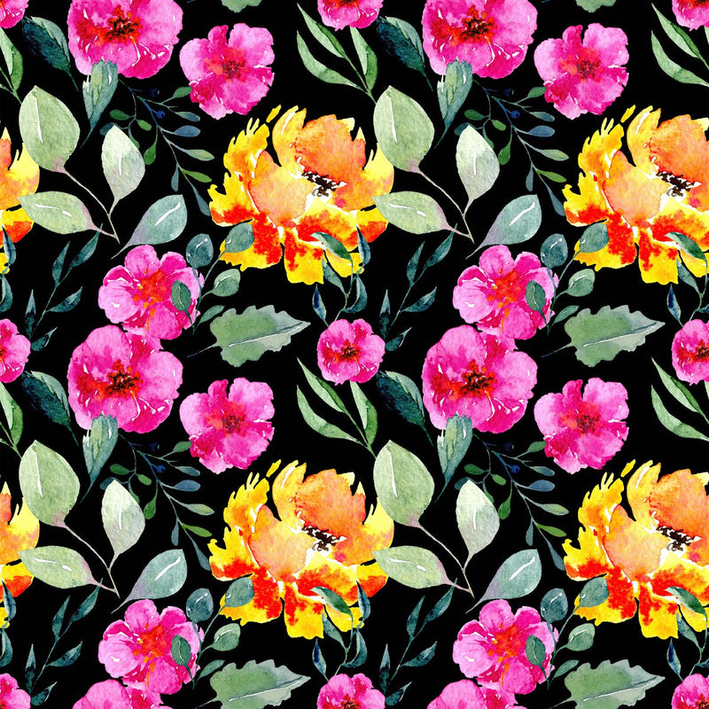 Brightly Flowers on Dark Wallpaper