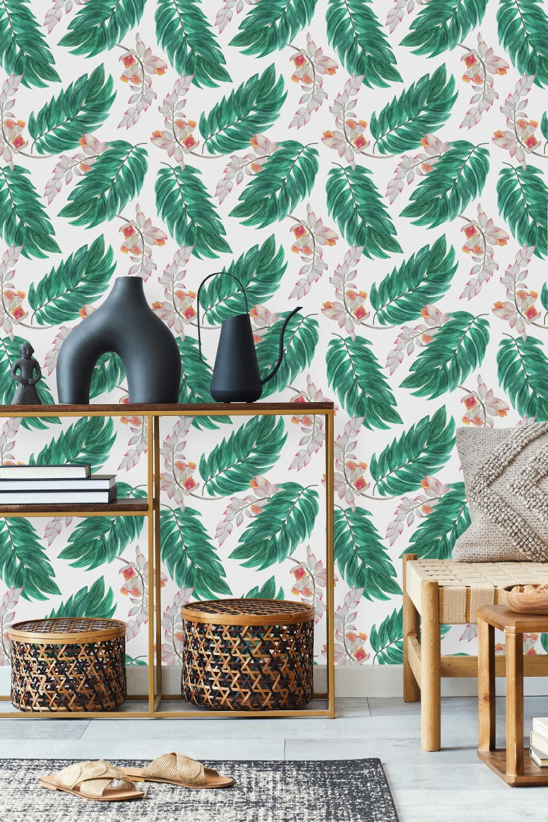 Contemporary Plant's Leaves Wallpaper Chic