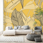 Stylish Yellow Palm Leaves Wallpaper