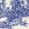 Rod Pocket Curtain Panels Pair in Pastorale #2 Blue on Cream French Country Toile