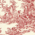 Round Tablecloth in Pastorale #6 Red on Cream French Country Toile