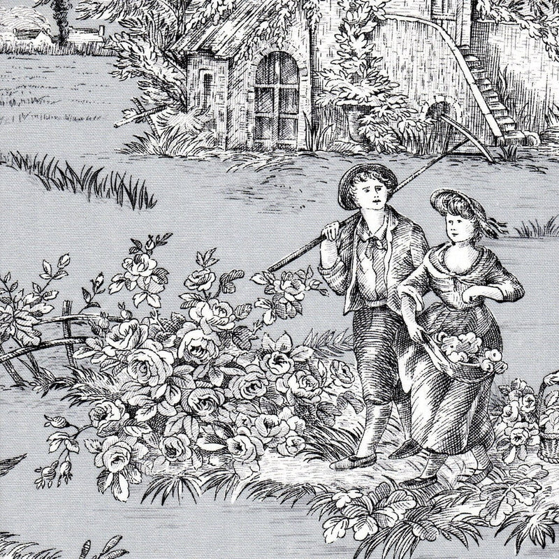 Tailored Valance in Pastorale #80 Grey 0n White French Country Toile