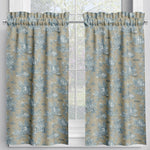 Tailored Tier Cafe Curtain Panels Pair in Pastorale #88 Blue on Beige French Country Toile
