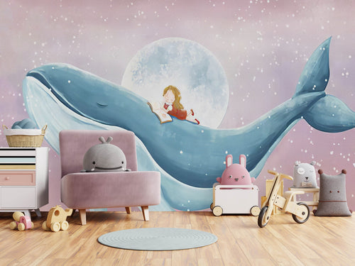 Whale on Pink Wallpaper