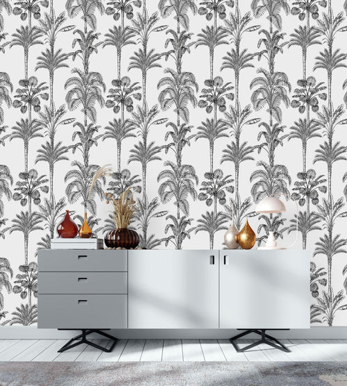 Black Palms Pattern Wallpaper