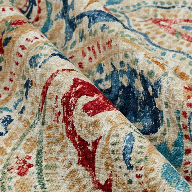 Gathered Bedskirt in Pisces Multi Weathered Paisley Large Scale