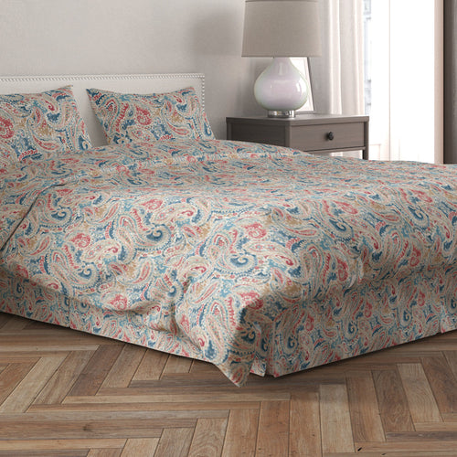 Tailored Bedskirt in Pisces Multi Weathered Paisley Large Scale