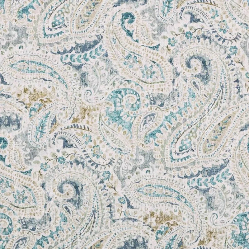 Round Tablecloth in Pisces Vapor Weathered Blue Paisley- Large Scale