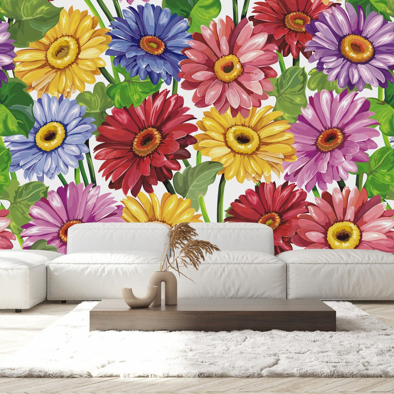 Stylish Brightly Floral Contemporary Wallpaper