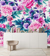 Elegant Modern Pink and Purple Flowers Wallpaper
