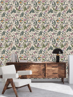 Modish Leaves and Wildflowers Wallpaper Smart