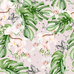 Pink Orchid with Monstera Wallpaper