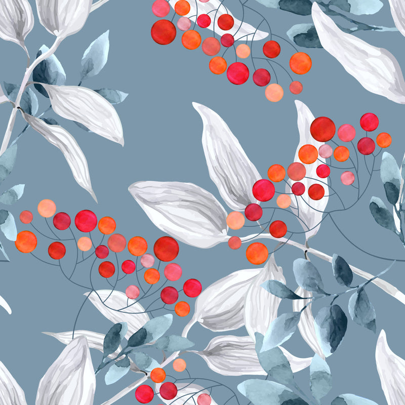 Red Berries on Grey Wallpaper