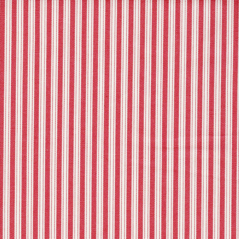 Gathered Bedskirt in Polo Calypso Rose Red Stripe on Off-White