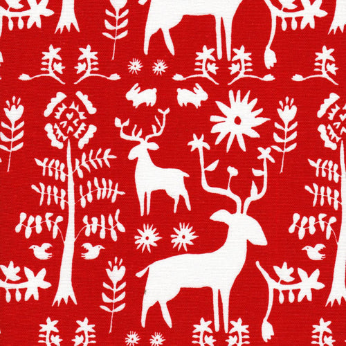 Rod Pocket Curtain Panels Pair in Promise Land Forest Lipstick Red