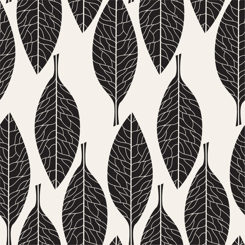 Black Leaves Pattern Wallpaper