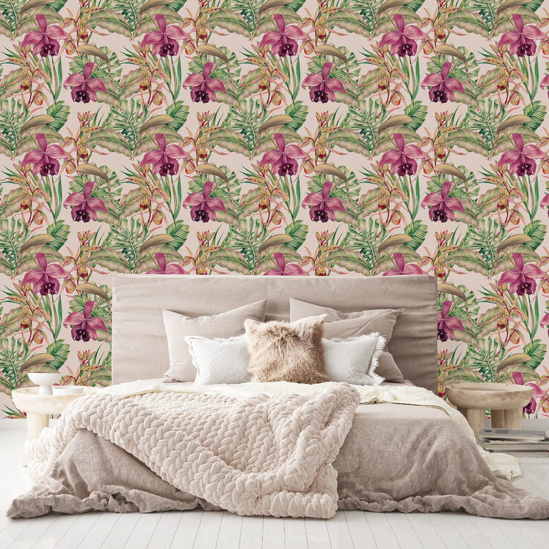 Voguish Large Leaves Wallpaper Tasteful