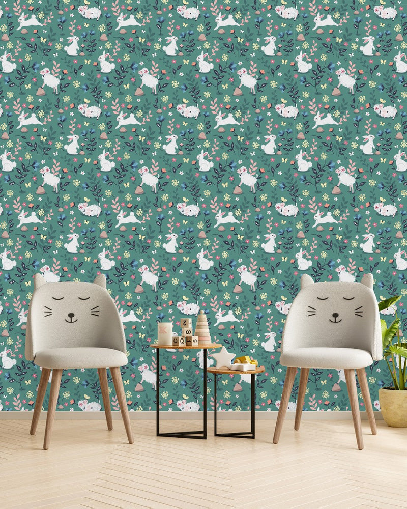 Hares and Sheep Wallpaper
